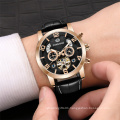 Fashion FORSINING 175 Men Mechanical Watch Leather Strap Skeleton Mens Watches Luminous Hands Clock